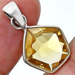 Celestial Lemon Silver Pendant Earrings Set