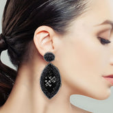 Black Snake Skin Beaded Earrings