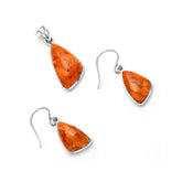 Luxurious Red Sponge Coral Sterling Silver Pendant Earring Set