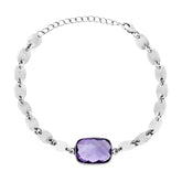 Silver Petal Amethyst Bracelet