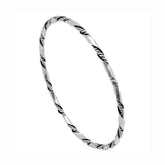 Black and White Sterling Silver Twisted Bangle