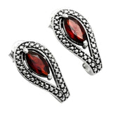 Silver Garnet Tear Earrings