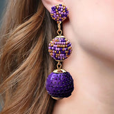 Boho Chic Purple Beaded Earrings