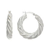 925 Sterling Silver Twisted Hoop Earrings