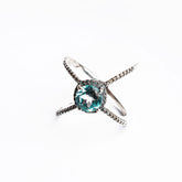Dark Cyan Cross-Accent Ring