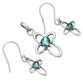 London Blue Topaz Heart Shape 925 Silver Pendant Earrings Set