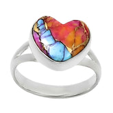 Sunset Mosaic Silver Heart Ring