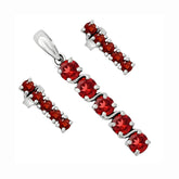 Classic Hessonite Garnet Pendant Earrings Set