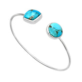 Turquoise & Pyrite Sterling Silver Bangle Bracelet