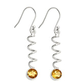 Citrine 925 Sterling Silver Spiral Earrings