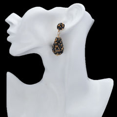 Handmade Black & Gold Beaded Teardrop Earrings