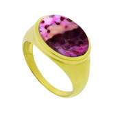 18K Gold Pink Dahlia Turquoise Ring