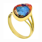 Gold-Plated Orange Turquoise Ring