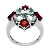 Prasiolite (Green Amethyst) & Garnet Ring