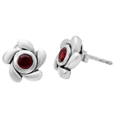 Flora Silver Garnet Earrings