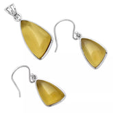 Natural Whiskey Quartz 925 Sterling Silver Pendant Earrings