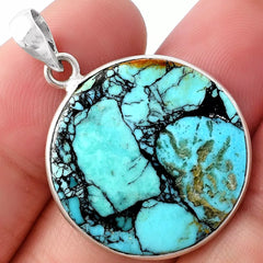 Tibetan Turquoise 925 Silver Pendant Earrings Set
