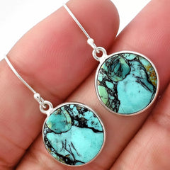 Tibetan Turquoise 925 Silver Pendant Earrings Set