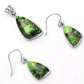 Natural Green 925 Sterling Silver Pendant Earrings