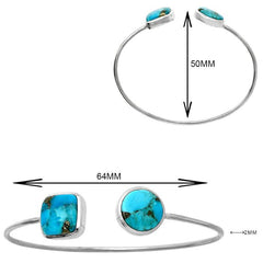 Turquoise & Pyrite Sterling Silver Bangle Bracelet