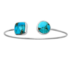 Turquoise & Pyrite Sterling Silver Bangle Bracelet