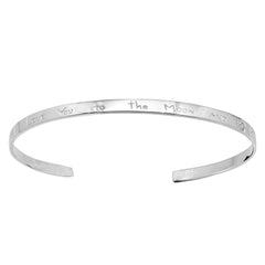 I Love You Engraved 925 Silver Cuff Bracelet