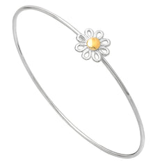 Flower Bangle Bracelet 925 Sterling Silver Jewelry