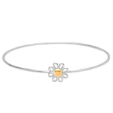 Flower Bangle Bracelet 925 Sterling Silver Jewelry