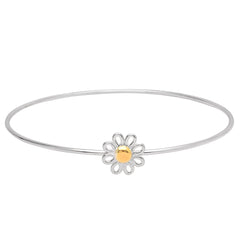 Flower Bangle Bracelet 925 Sterling Silver Jewelry