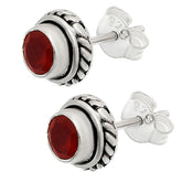 925 Silver Round Gemstone Stud Earrings