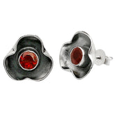 Hessonite Garnet - Madagascar Stud 925 Sterling Silver Earrings