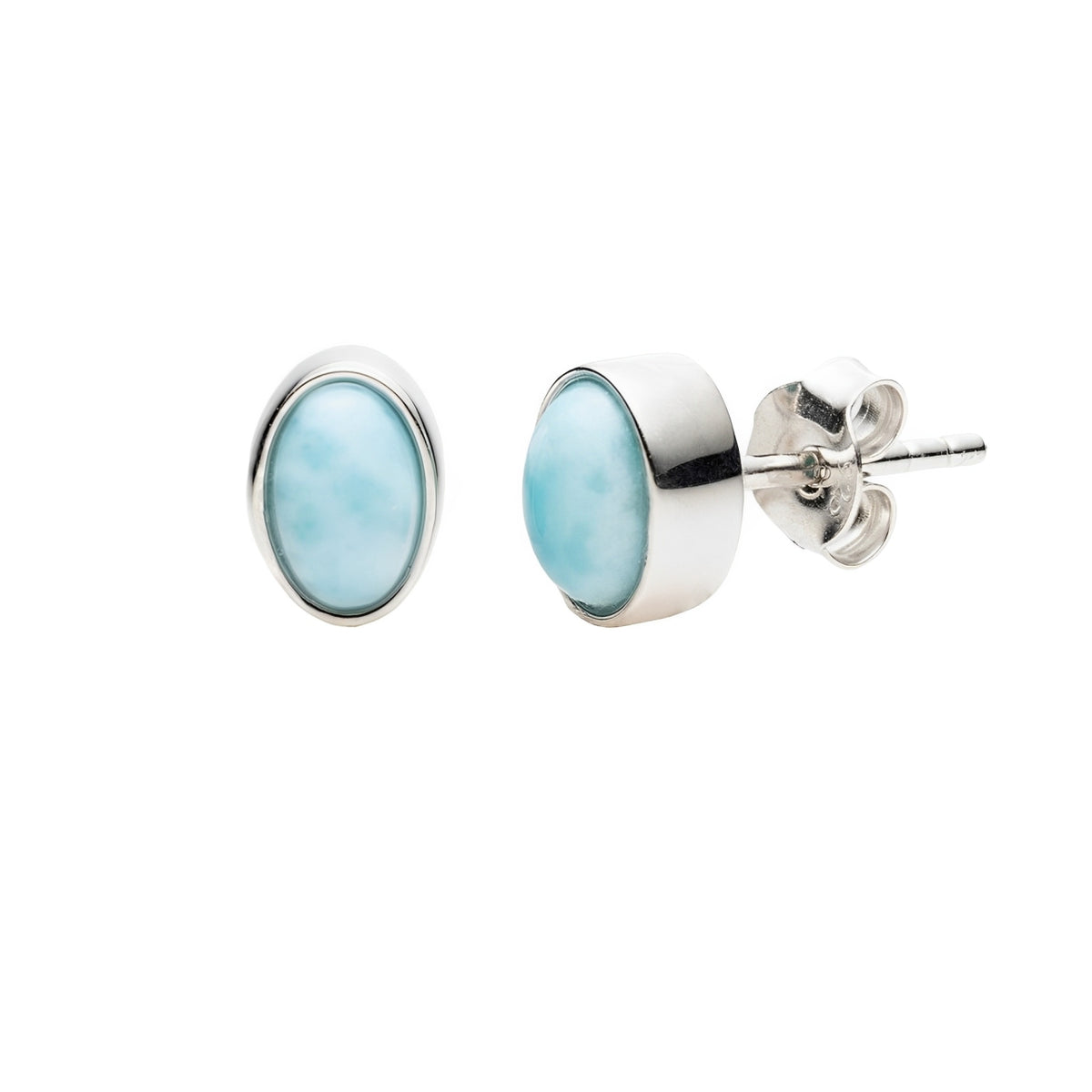 Larimar Gem Oval Studs