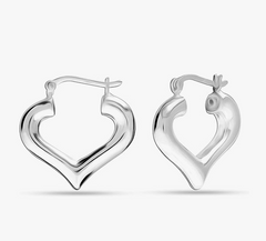 Silver Italian Love Hoop Earrings