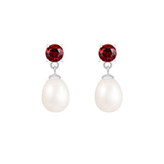 Lustrous Ruby Pearl Drops
