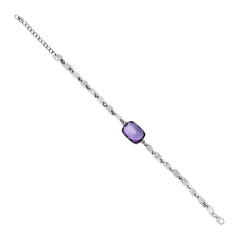 Silver Petal Amethyst Bracelet