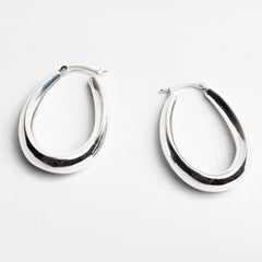 Italian Design Thick Hoop Earrings 925 Sterling Silver Jewelry DGE1036