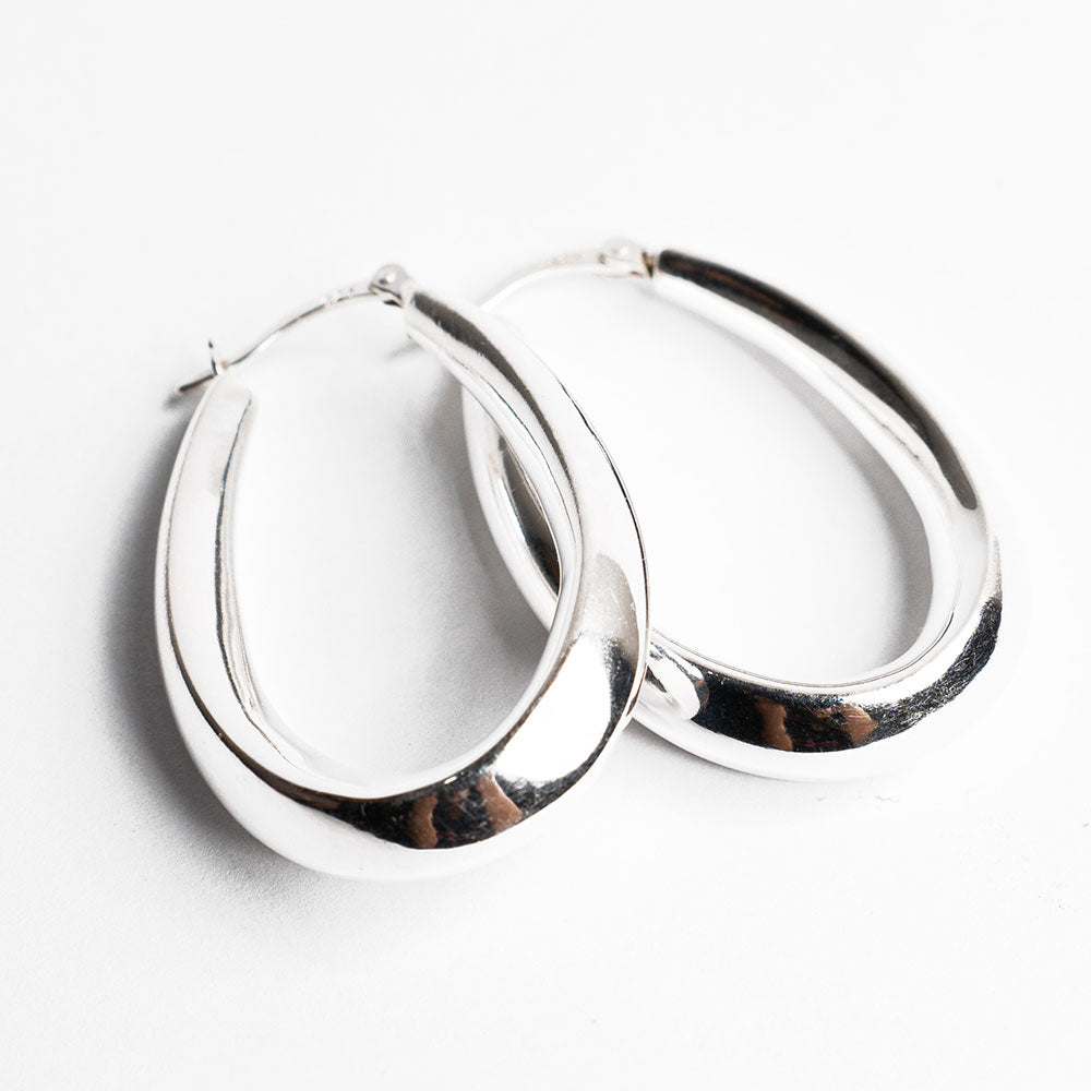 Italian Design Thick Hoop Earrings 925 Sterling Silver Jewelry DGE1036