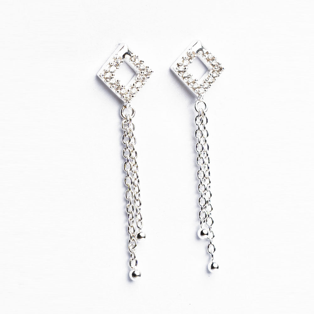 Dangling Chains Stud Earrings 925 Sterling Silver Jewelry DGE1046