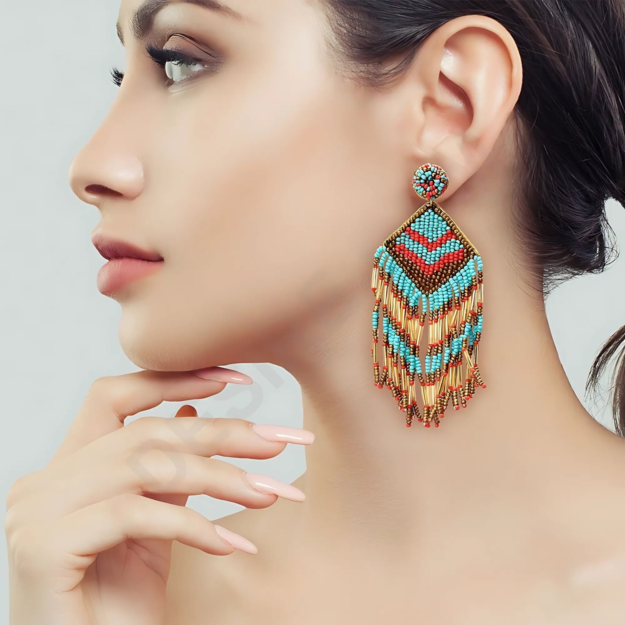 Handmade Bohemian Bead Tassel Earrings
