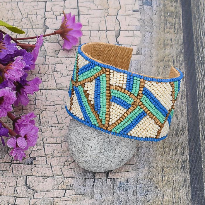 Handmade Bohemian Seed Bead Cuff Bracelet