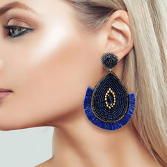 Handmade Bohemian Teardrop Earrings with Fringe