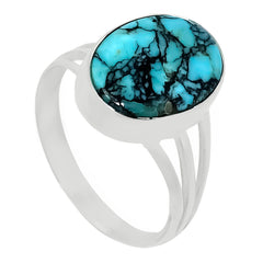 Turquoise Web Oval Silver Ring