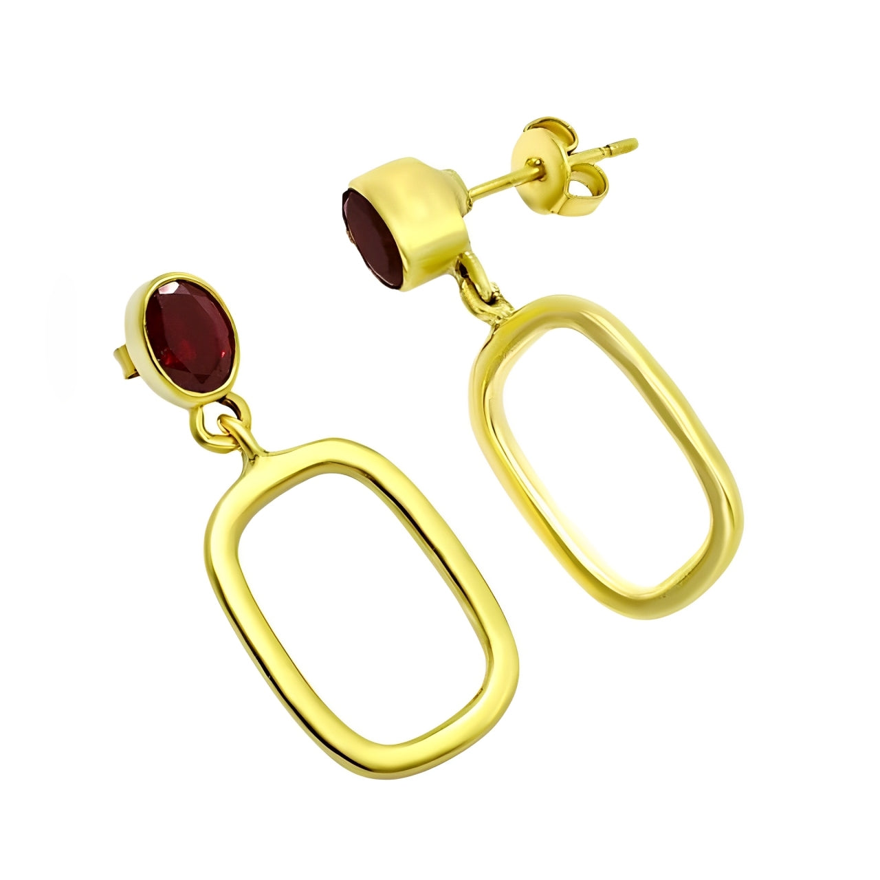 Luxury 18K Gold Garnet Earrings