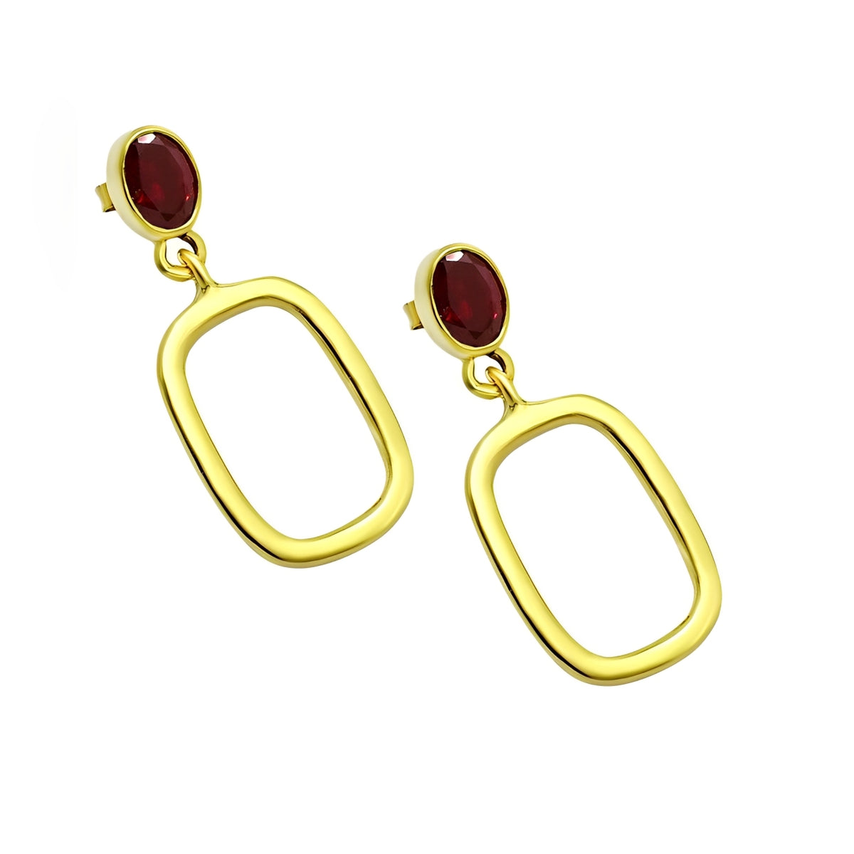 Luxury 18K Gold Garnet Earrings