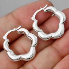 Bamboo Silver Hoops