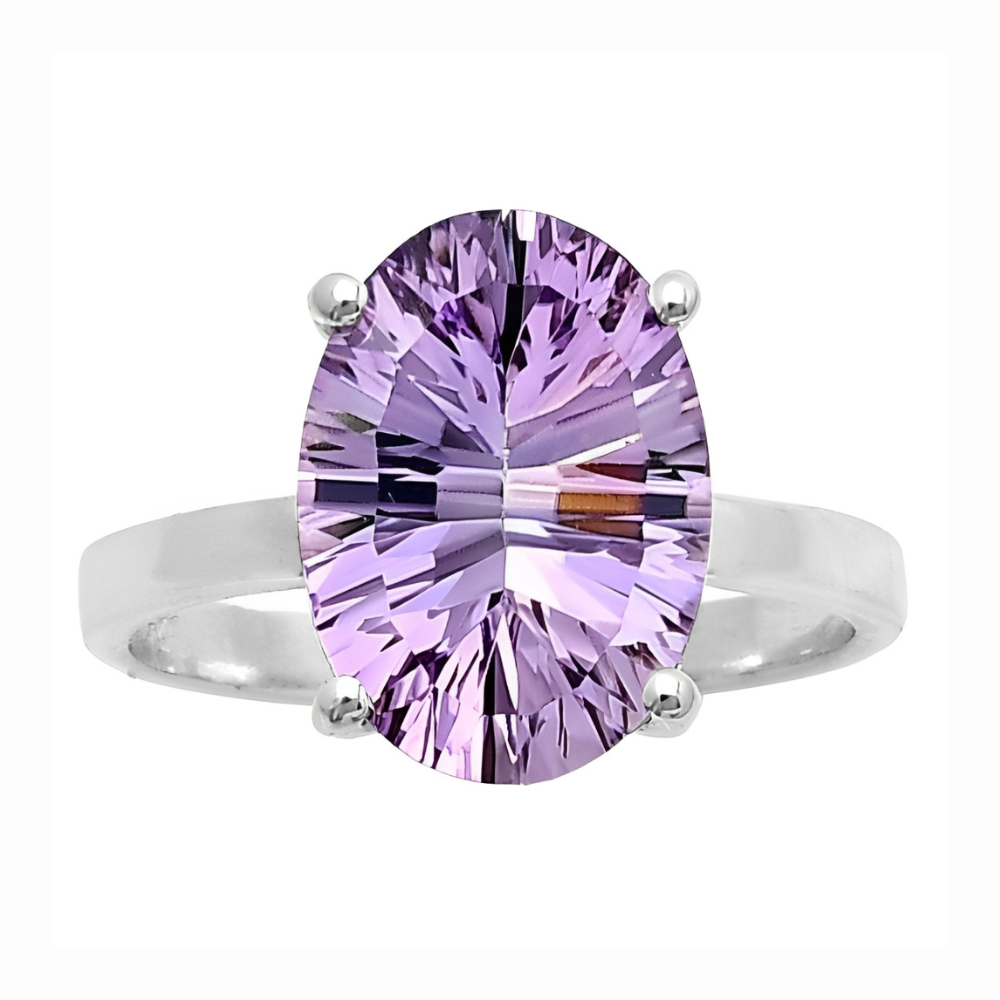 Natural Amethyst Concave Ring