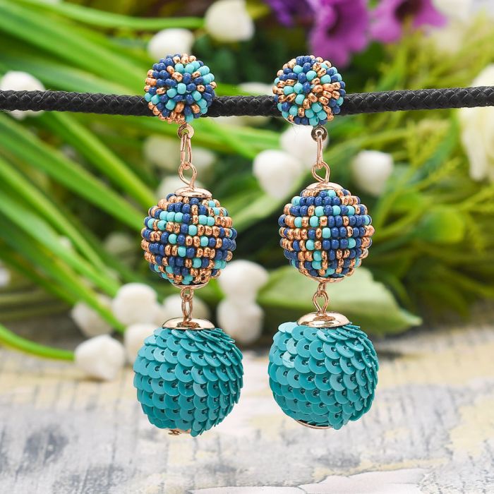 Boho Chic Turquoise Beaded Earrings