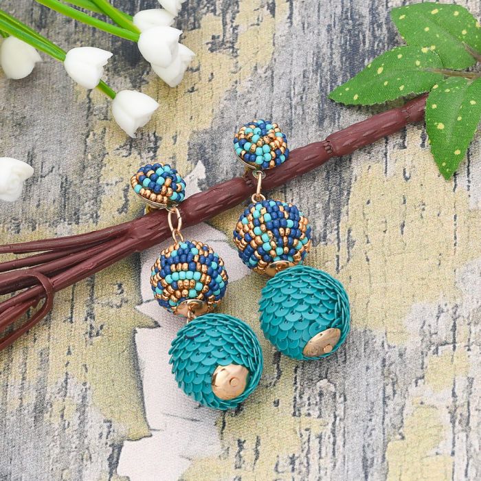 Boho Chic Turquoise Beaded Earrings