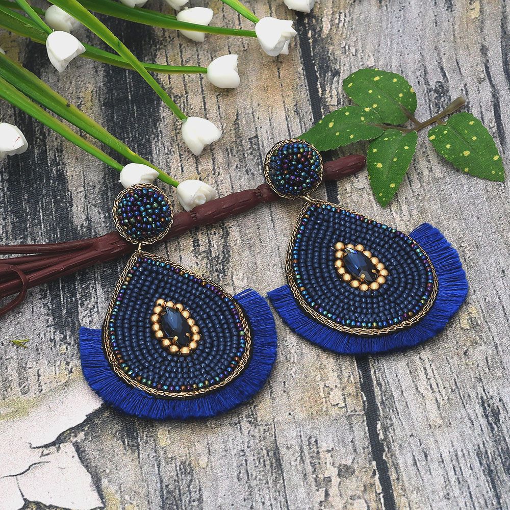 Handmade Bohemian Teardrop Earrings with Fringe