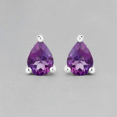 Natural African Amethyst Stud 925 Sterling Silver Earrings